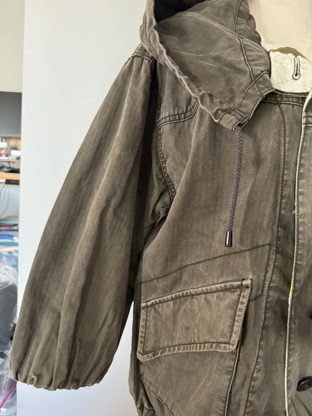 Free People Women’s Olive Hooded Utility Jacket - Picture 6 of 9